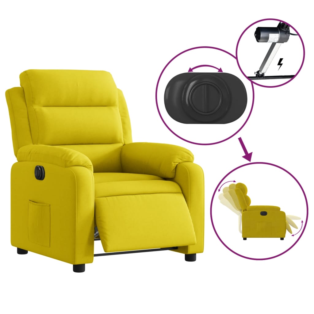 Fauteuil inclinable électrique jaune velours Fauteuils vidaXL   