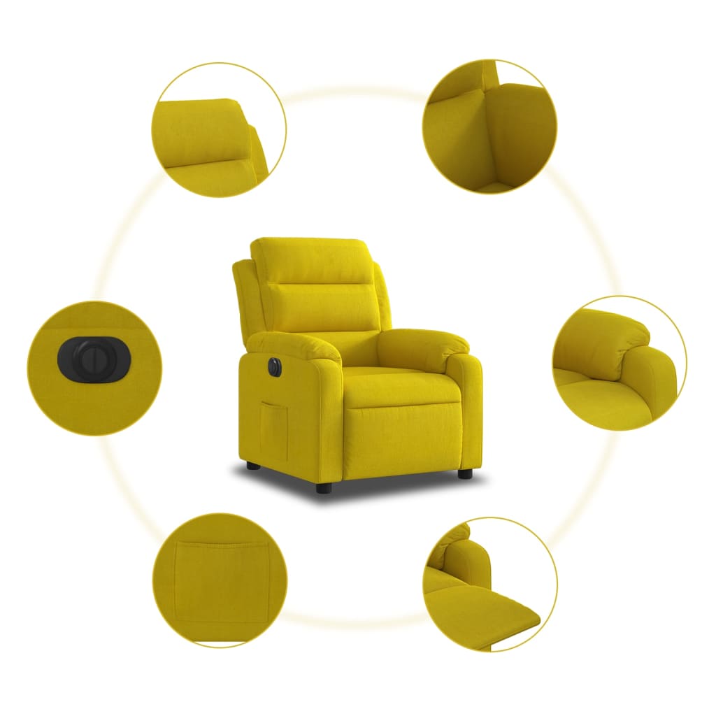 Fauteuil inclinable électrique jaune velours Fauteuils vidaXL   