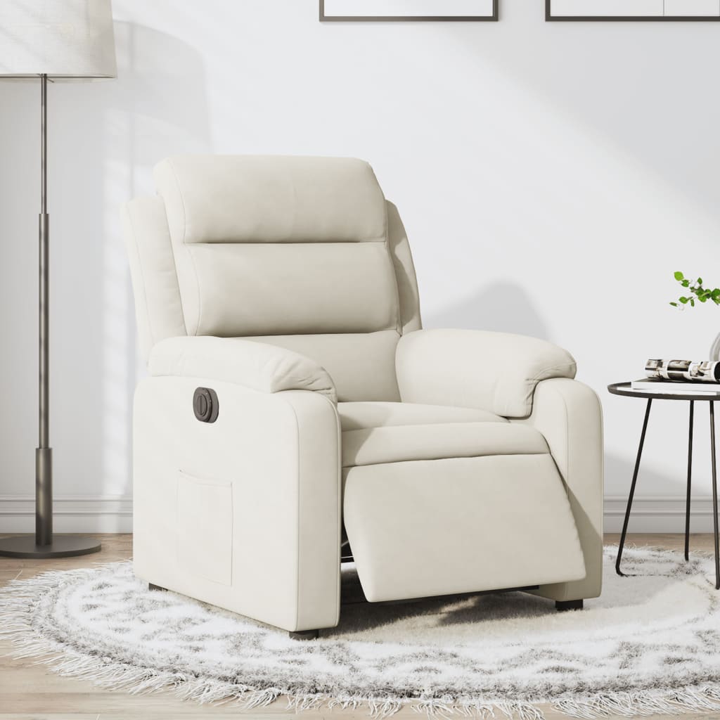 Fauteuil inclinable électrique Crème Velours Fauteuils vidaXL   