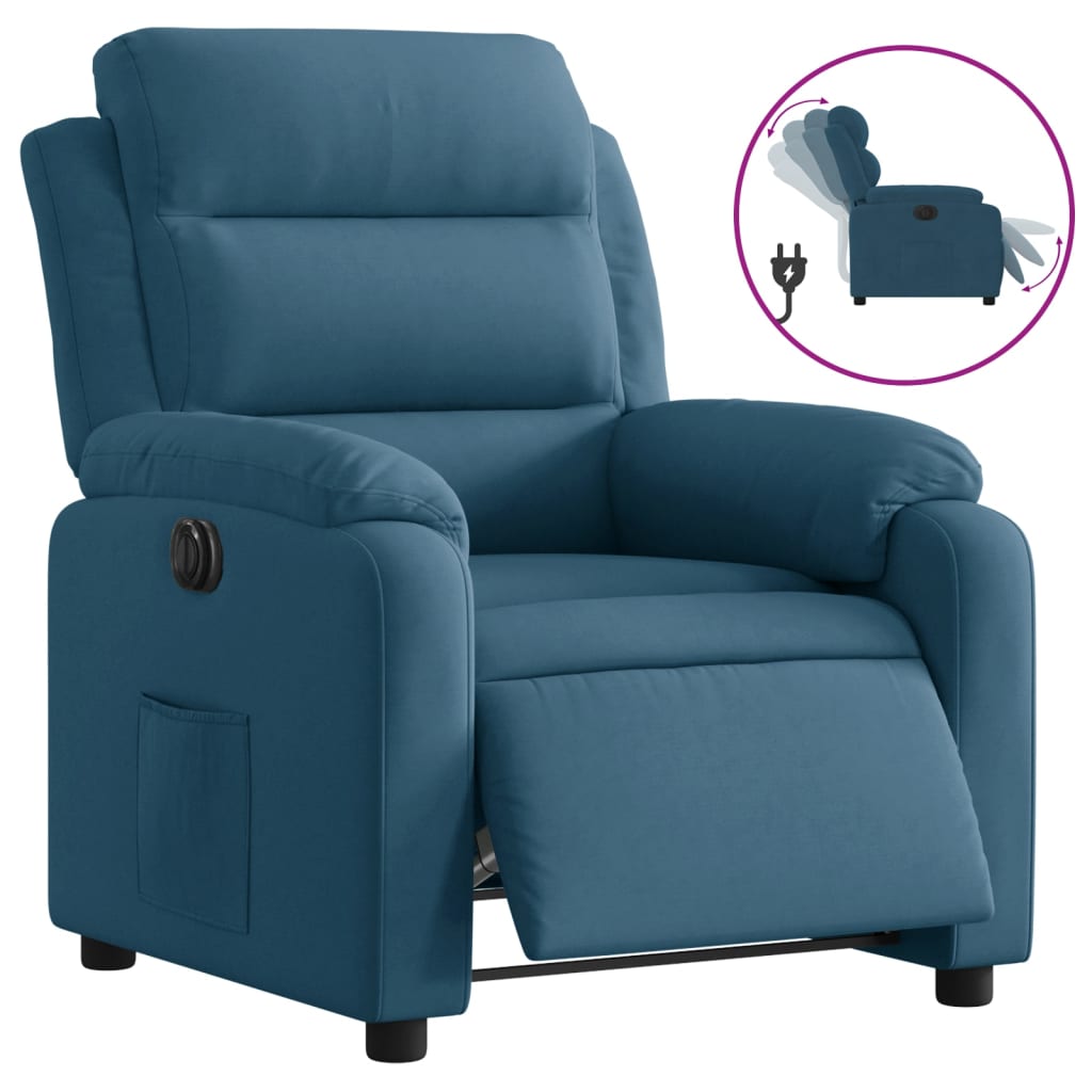 Fauteuil inclinable électrique bleu velours Fauteuils vidaXL   