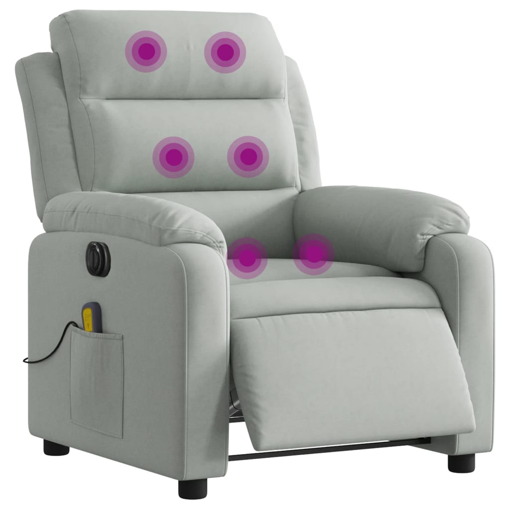 Fauteuil inclinable électrique de massage gris clair velours Fauteuils vidaXL   