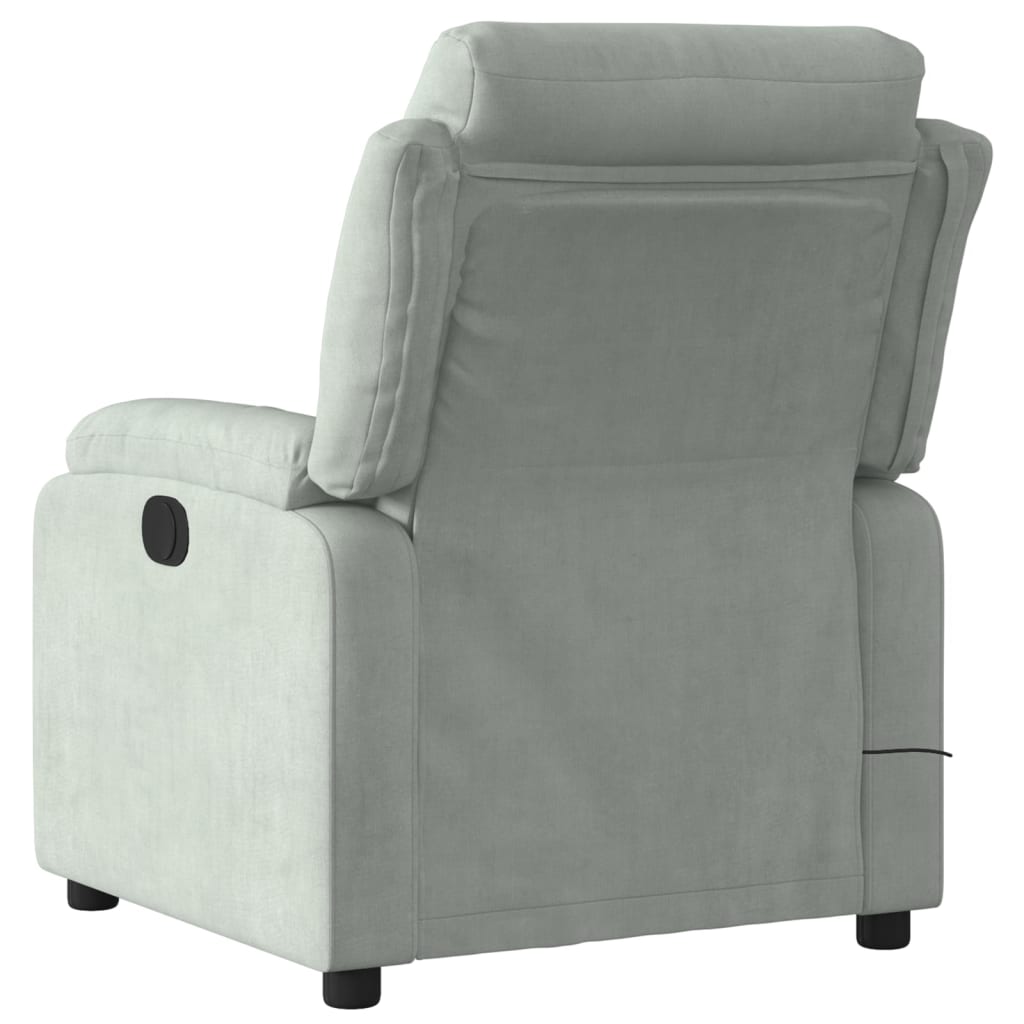 Fauteuil inclinable électrique de massage gris clair velours Fauteuils vidaXL   