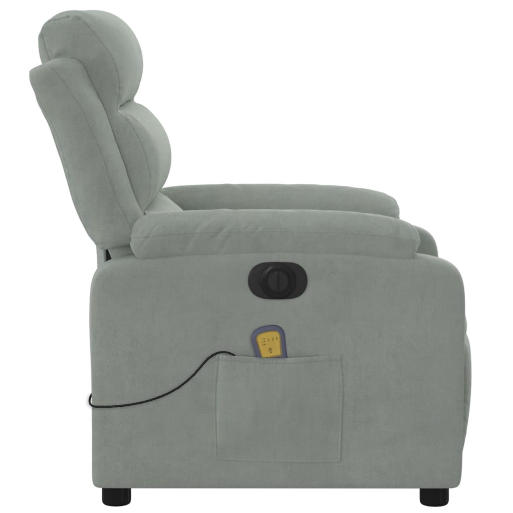 Fauteuil inclinable électrique de massage gris clair velours Fauteuils vidaXL   