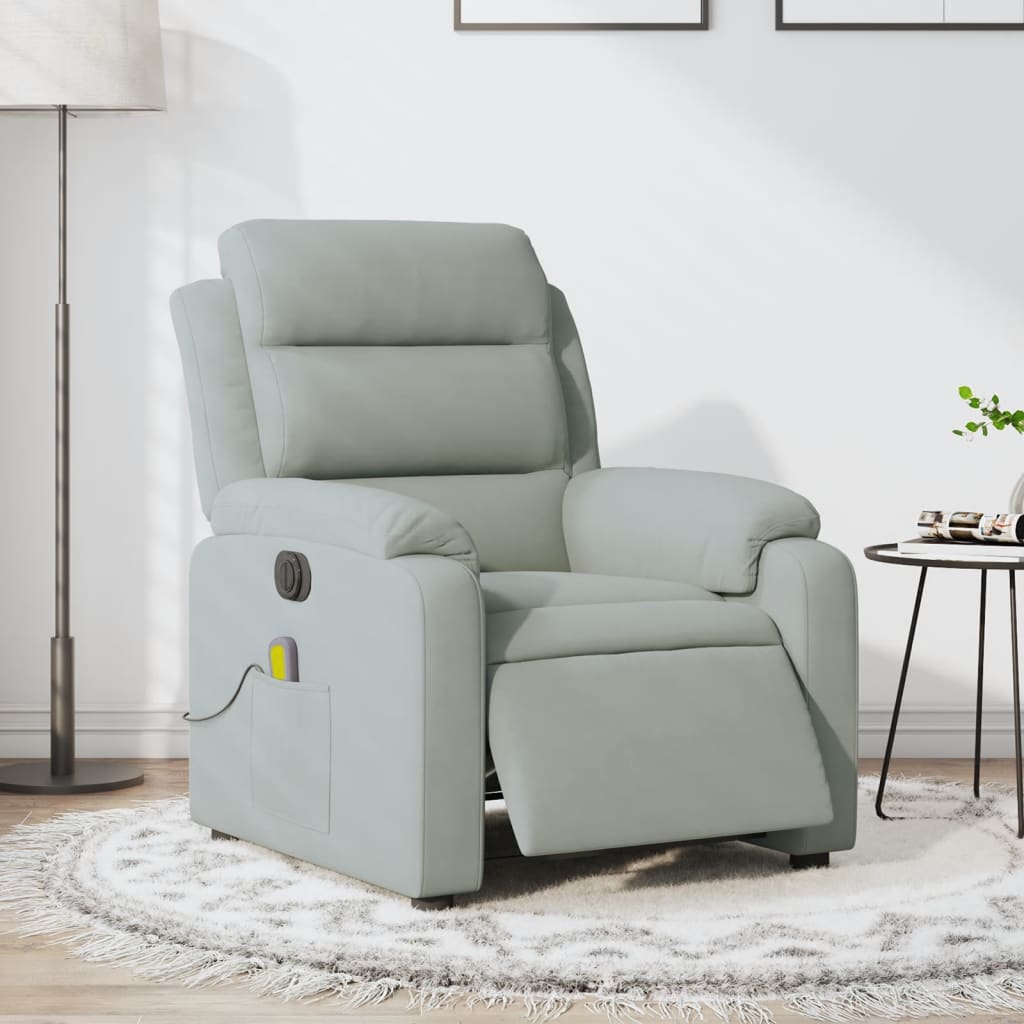 Fauteuil inclinable électrique de massage gris clair velours Fauteuils vidaXL   