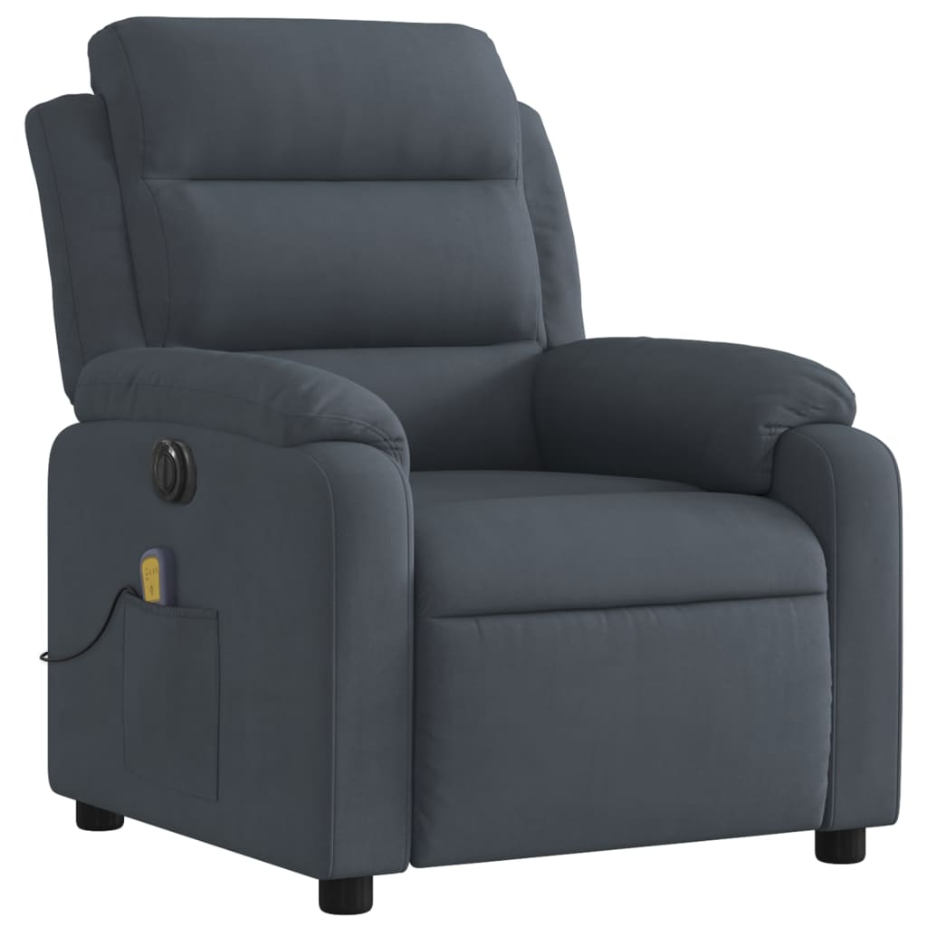 Fauteuil inclinable de massage électrique gris foncé velours Fauteuils vidaXL   