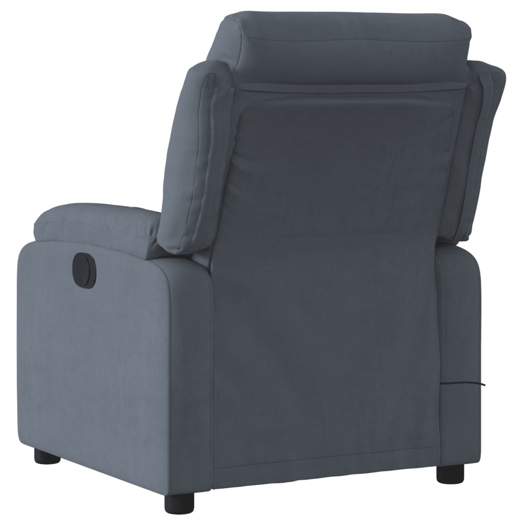 Fauteuil inclinable de massage électrique gris foncé velours Fauteuils vidaXL   