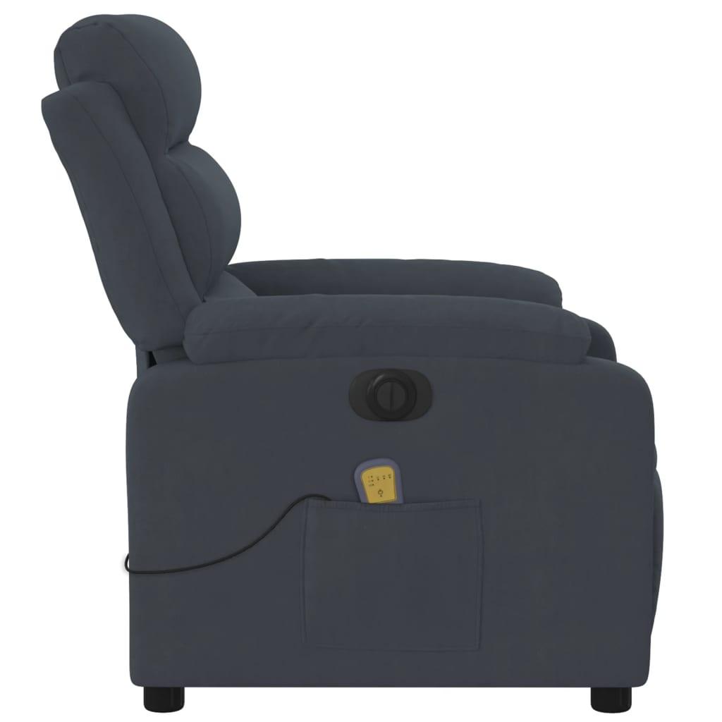 Fauteuil inclinable de massage électrique gris foncé velours Fauteuils vidaXL   