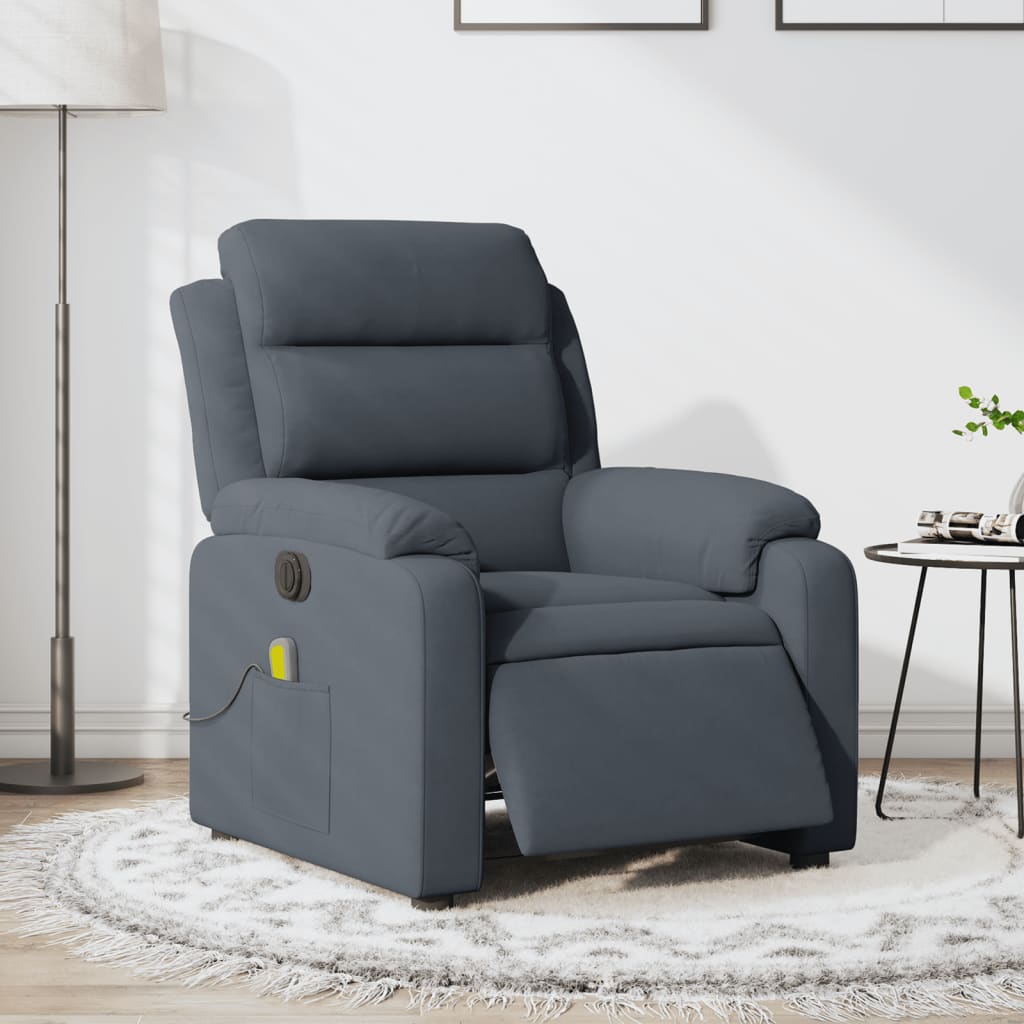 Fauteuil inclinable de massage électrique gris foncé velours Fauteuils vidaXL   