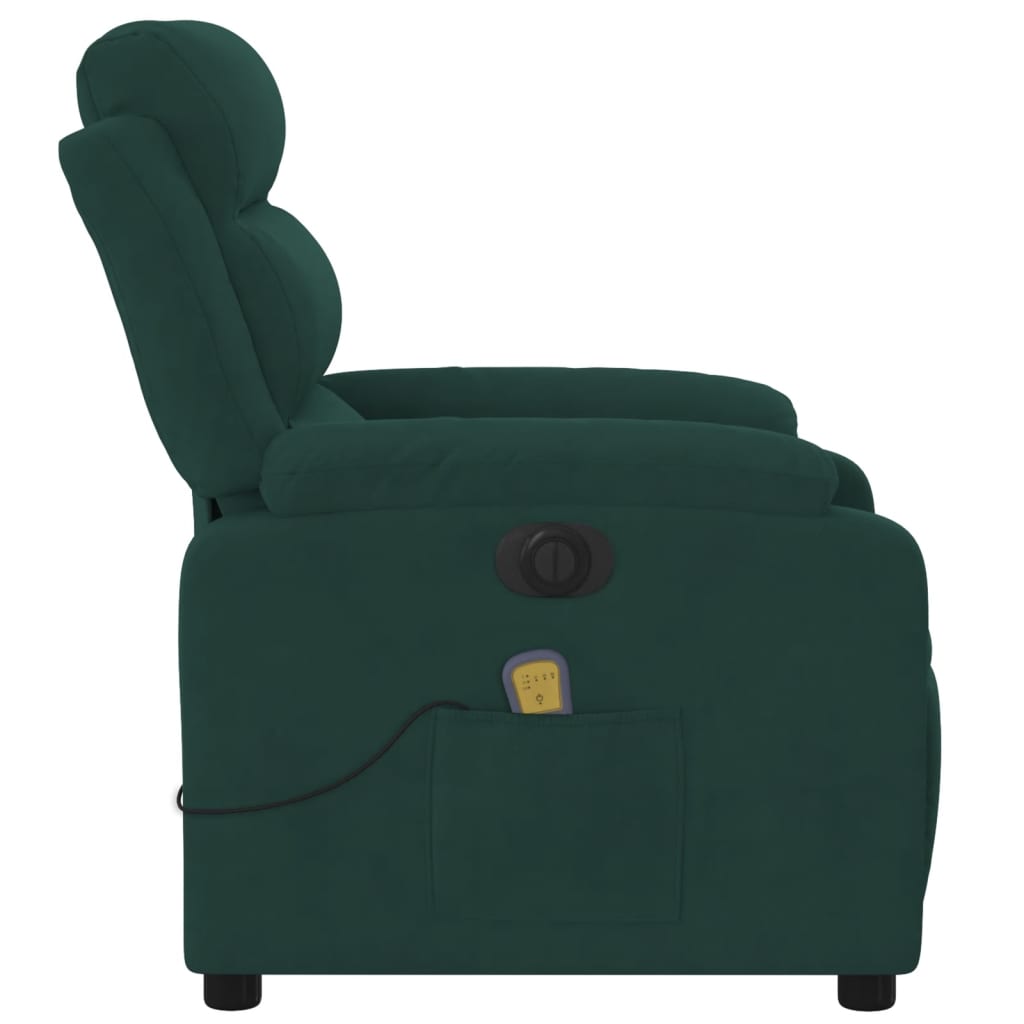 Fauteuil inclinable de massage électrique vert foncé velours Fauteuils vidaXL   