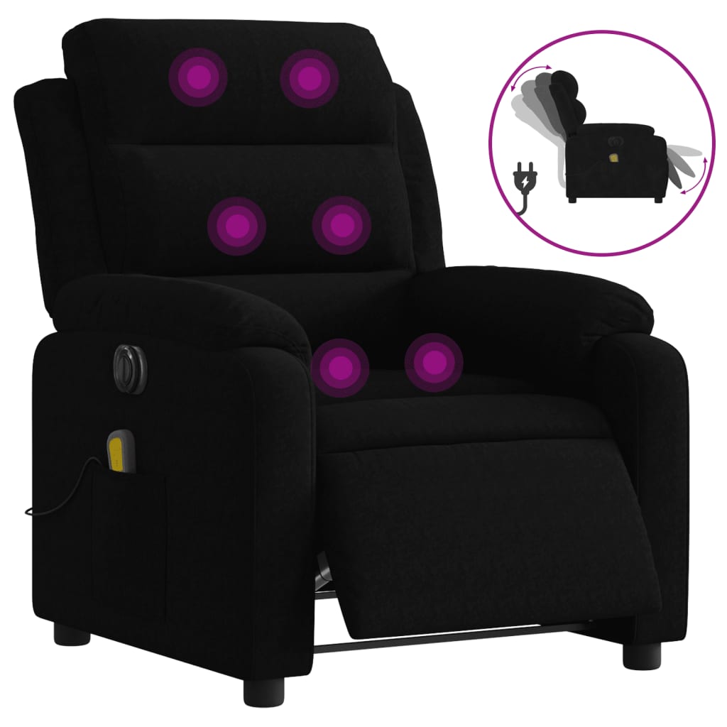 Fauteuil inclinable de massage électrique noir velours Fauteuils vidaXL   