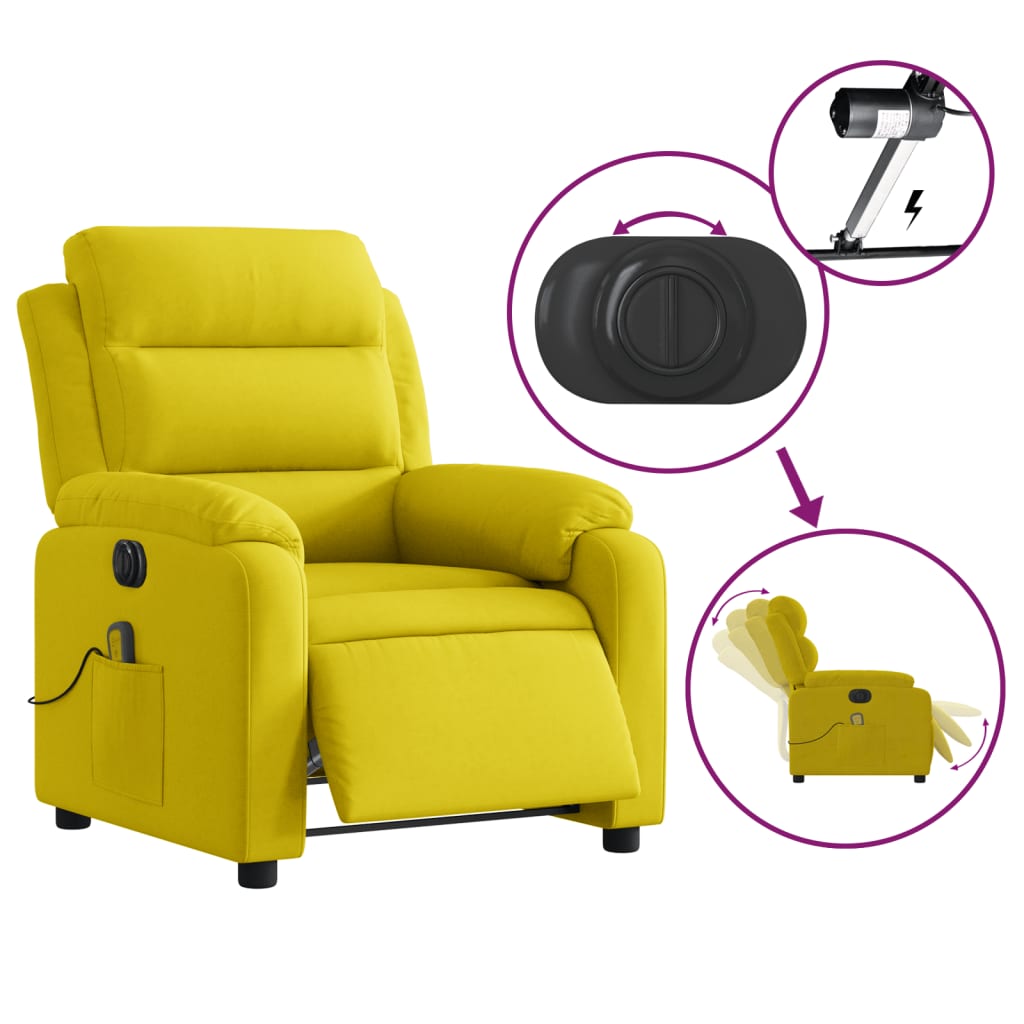 Fauteuil inclinable de massage électrique jaune velours Fauteuils vidaXL   