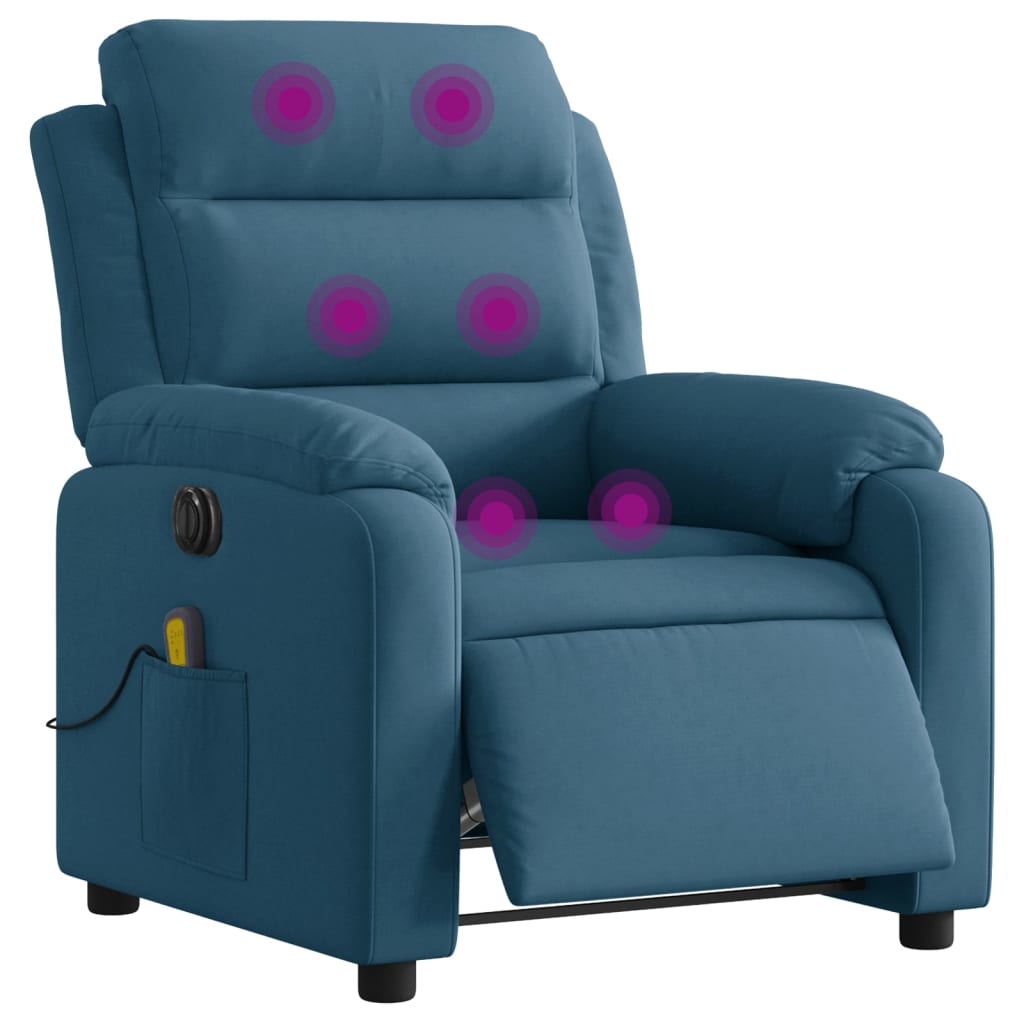 Fauteuil inclinable de massage électrique bleu velours Fauteuils vidaXL   