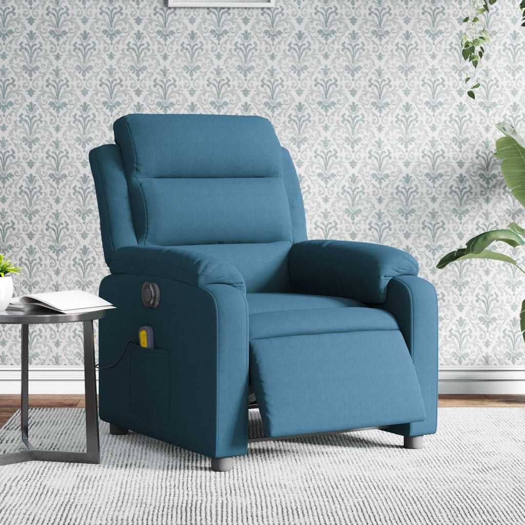 Fauteuil inclinable de massage électrique bleu velours Fauteuils vidaXL   