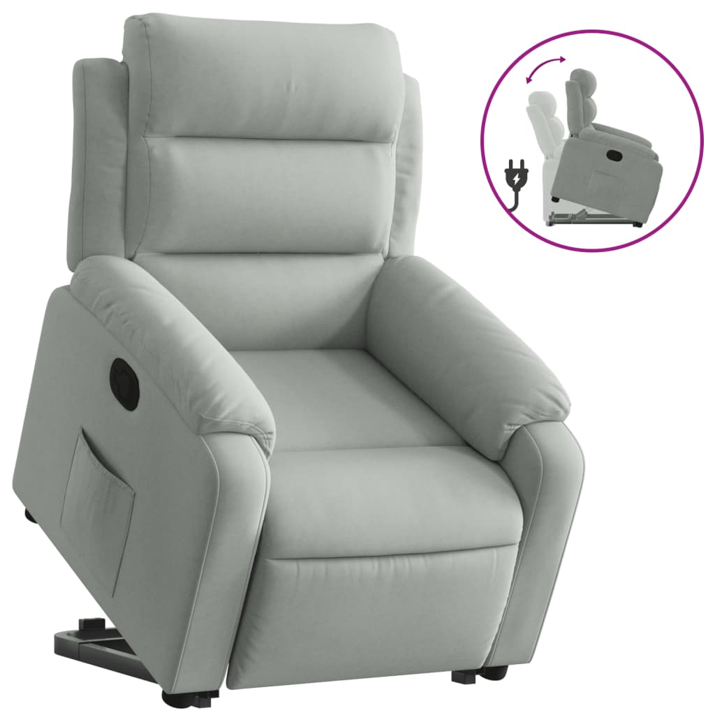 Fauteuil inclinable Gris clair Velours Fauteuils vidaXL   