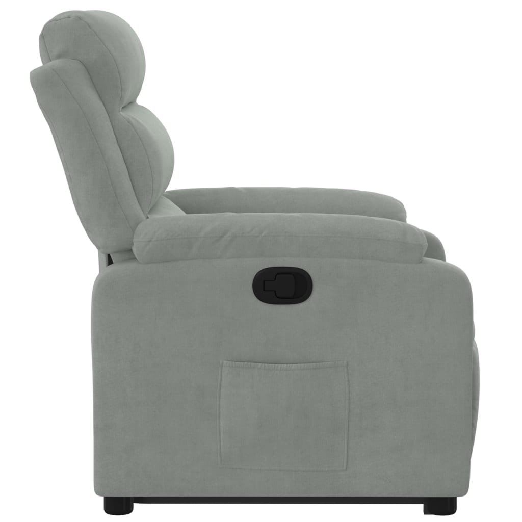 Fauteuil inclinable Gris clair Velours Fauteuils vidaXL   