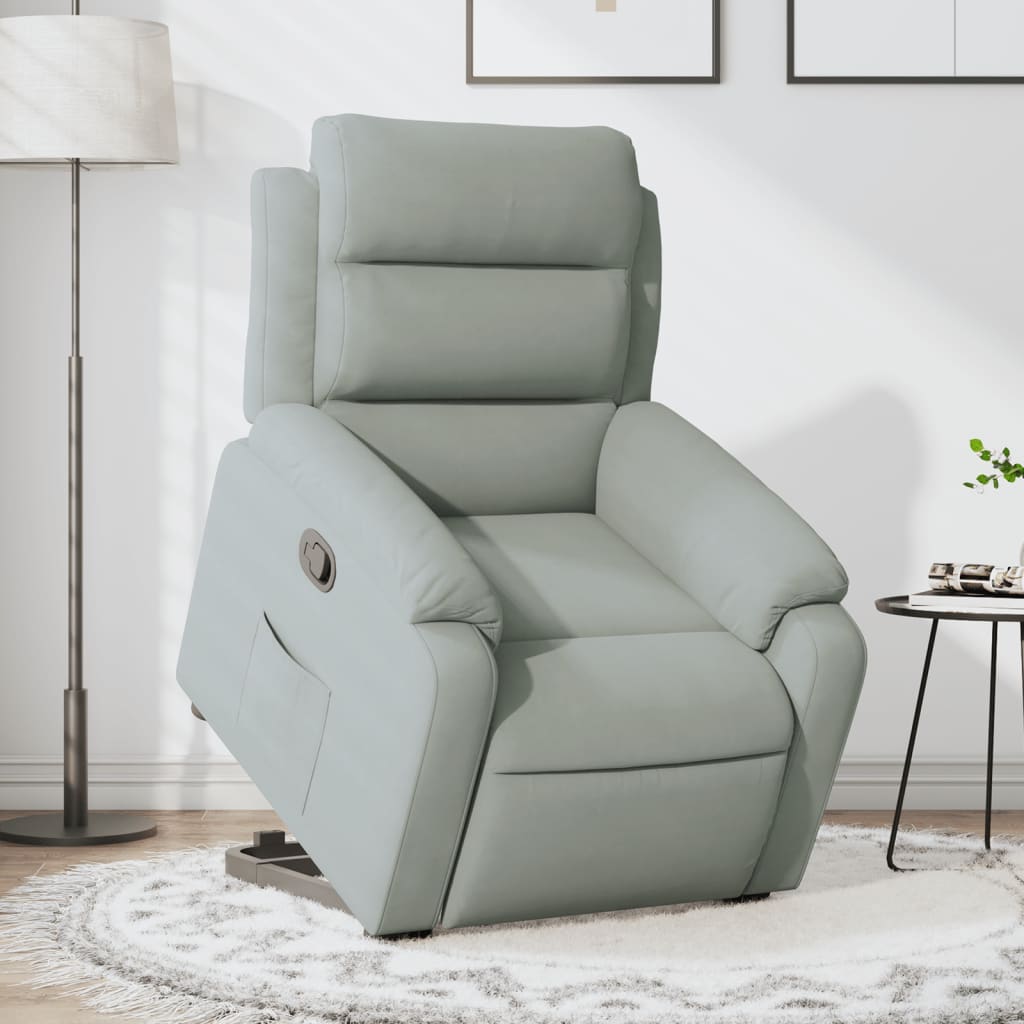 Fauteuil inclinable Gris clair Velours Fauteuils vidaXL   