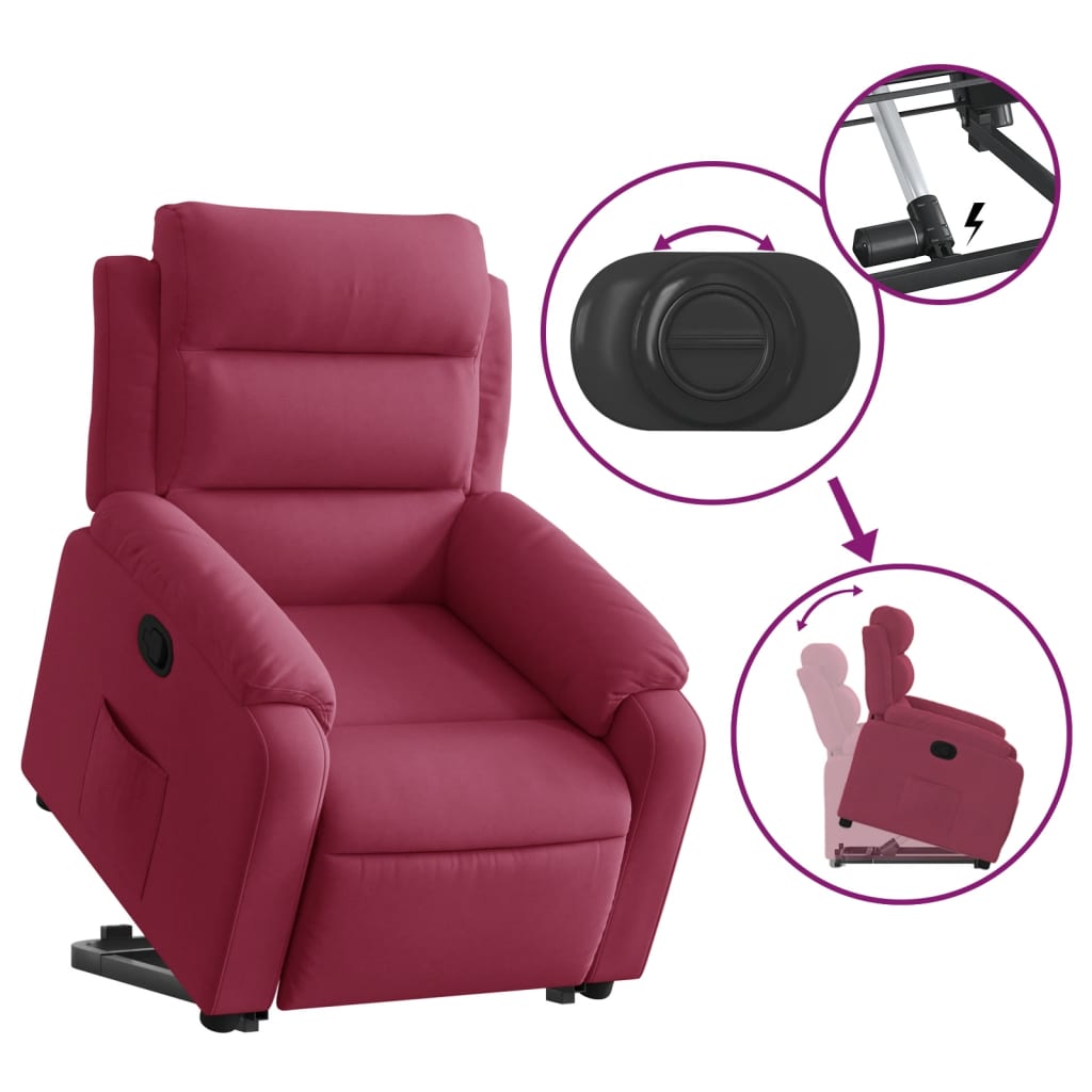 Fauteuil inclinable Rouge bordeaux Velours - Xios Store SNC