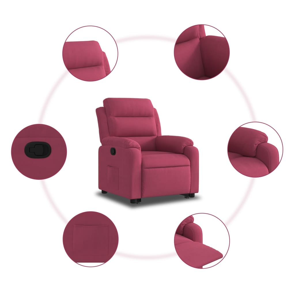 Fauteuil inclinable Rouge bordeaux Velours - Xios Store SNC