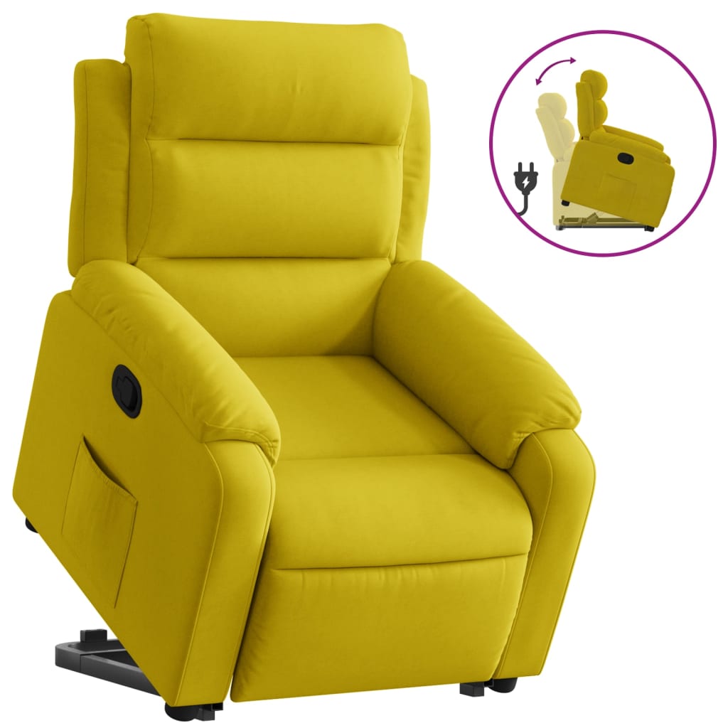 Fauteuil inclinable Jaune Velours Fauteuils vidaXL   