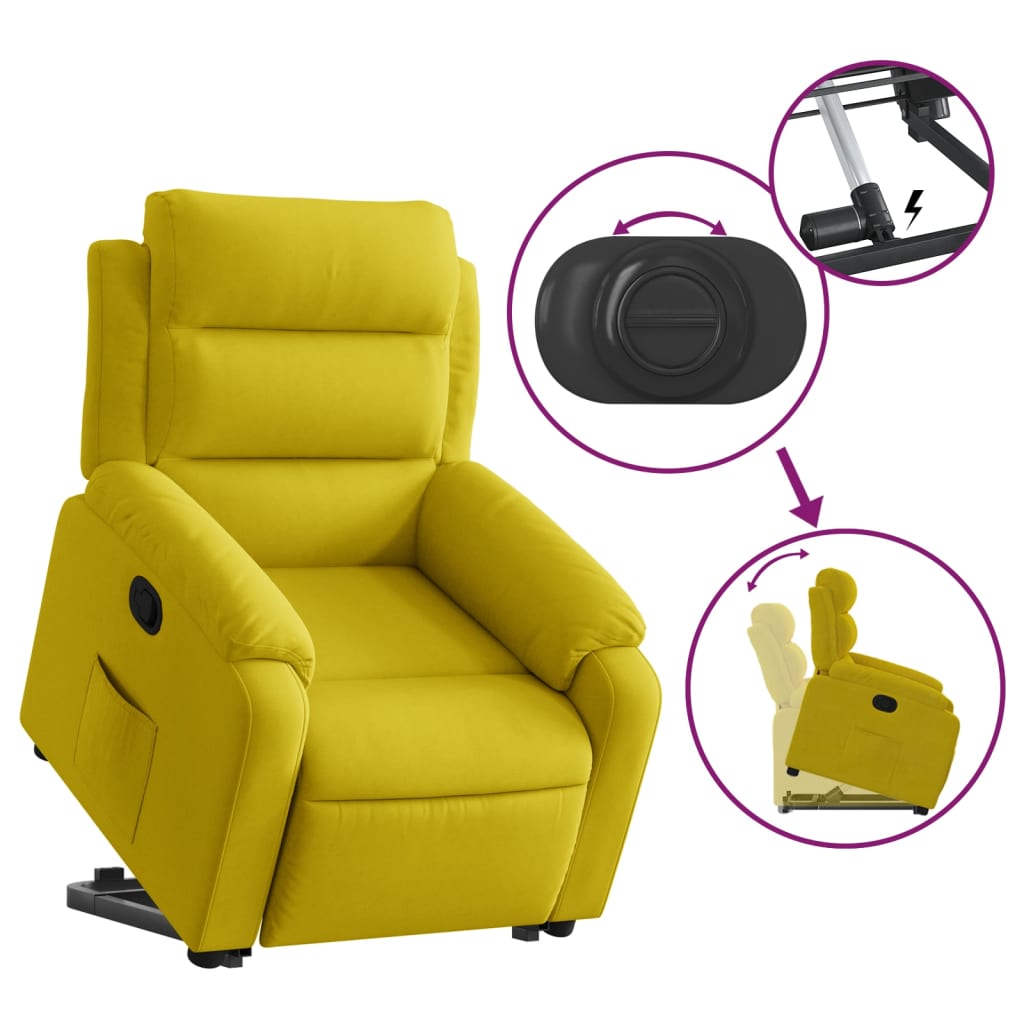 Fauteuil inclinable Jaune Velours Fauteuils vidaXL   