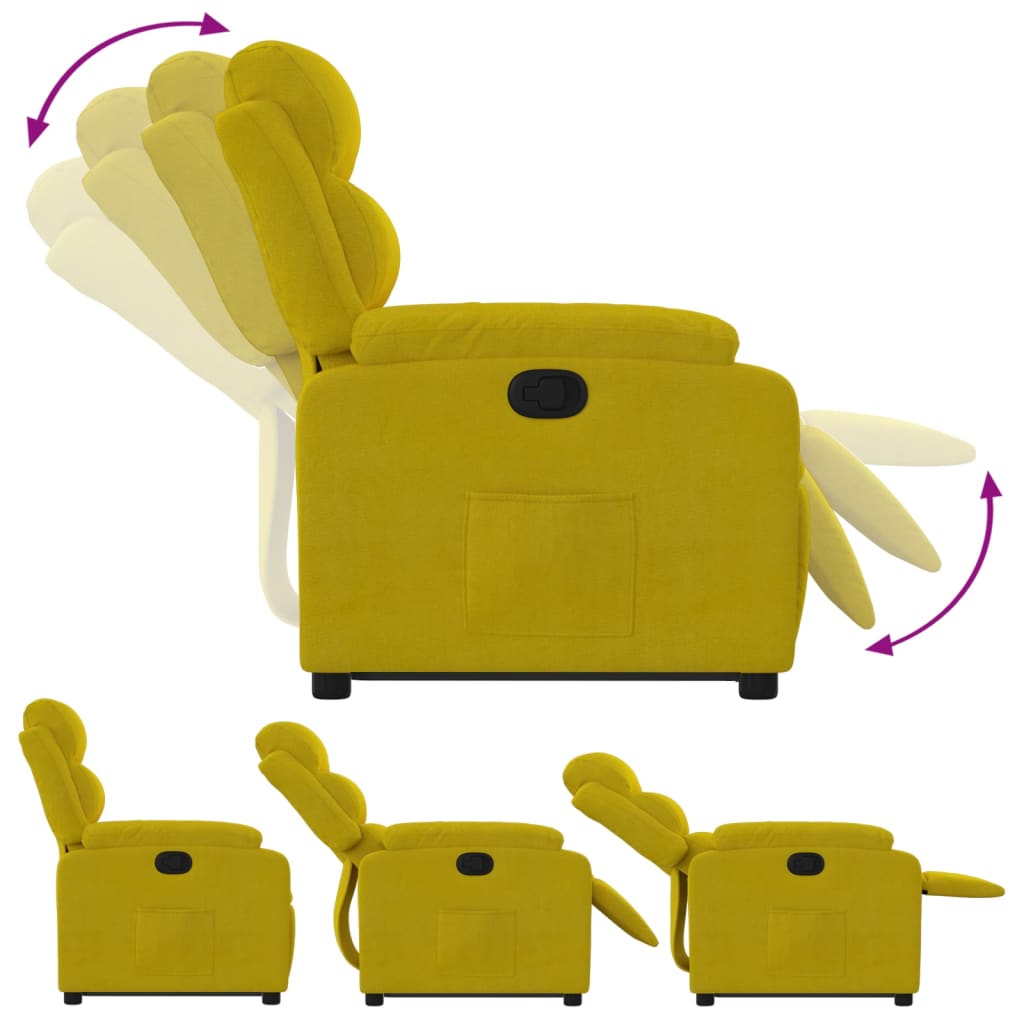 Fauteuil inclinable Jaune Velours Fauteuils vidaXL   