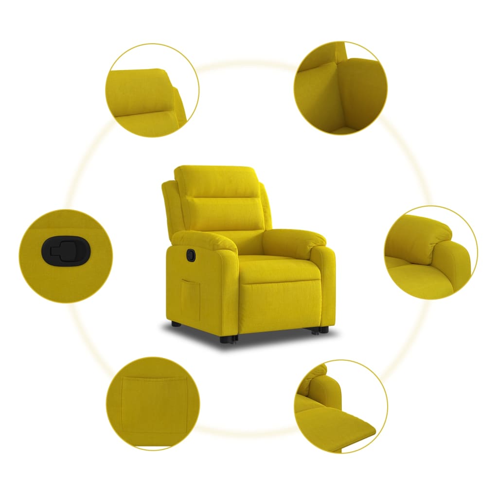 Fauteuil inclinable Jaune Velours Fauteuils vidaXL   