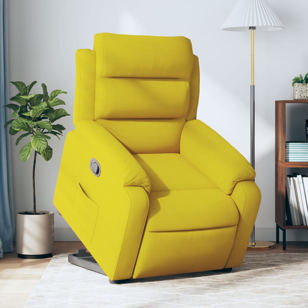 Fauteuil inclinable Jaune Velours Fauteuils vidaXL   