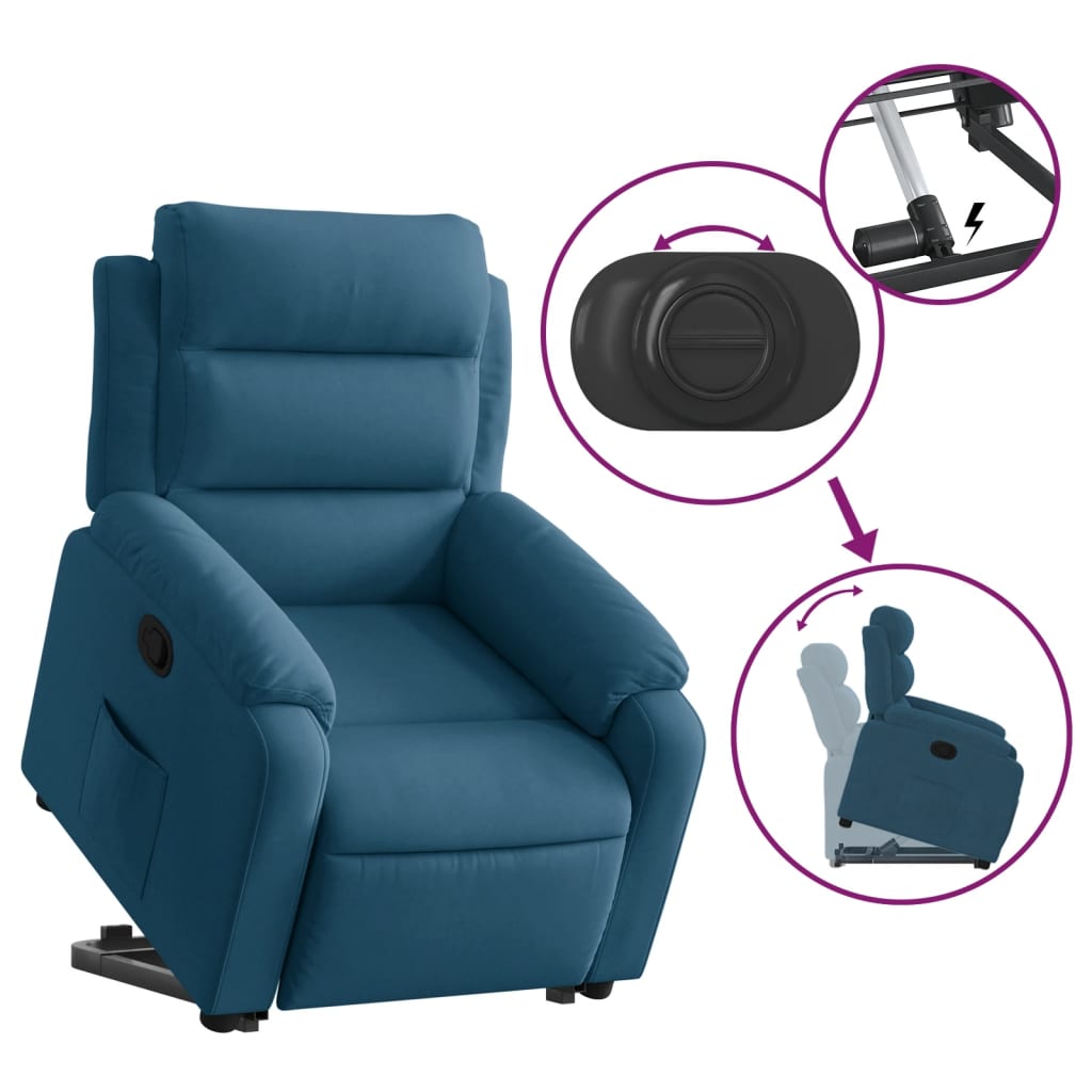 Fauteuil inclinable bleu velours Fauteuils vidaXL   