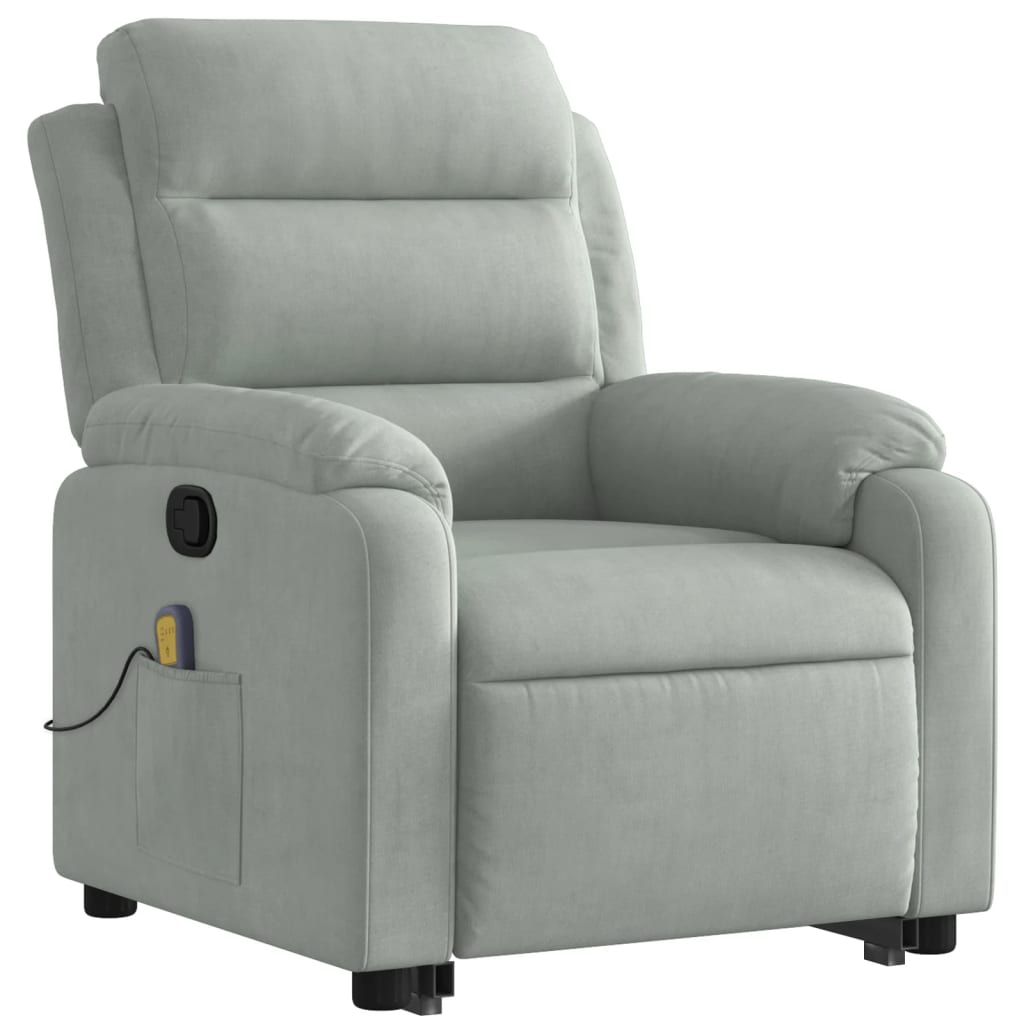 Fauteuil de massage inclinable Gris clair Velours Fauteuils vidaXL   