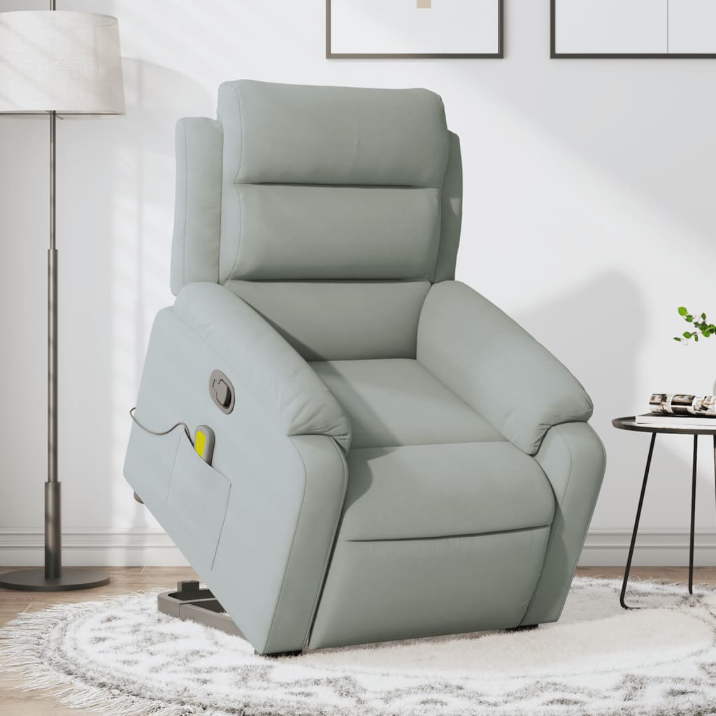 Fauteuil de massage inclinable Gris clair Velours Fauteuils vidaXL   