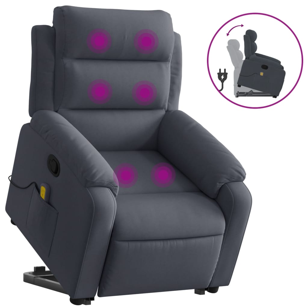 Fauteuil de massage inclinable Gris foncé Velours Fauteuils vidaXL   