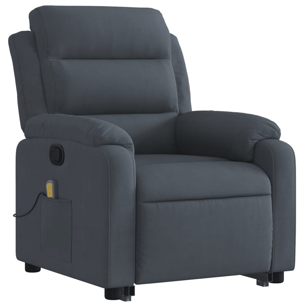 Fauteuil de massage inclinable Gris foncé Velours Fauteuils vidaXL   