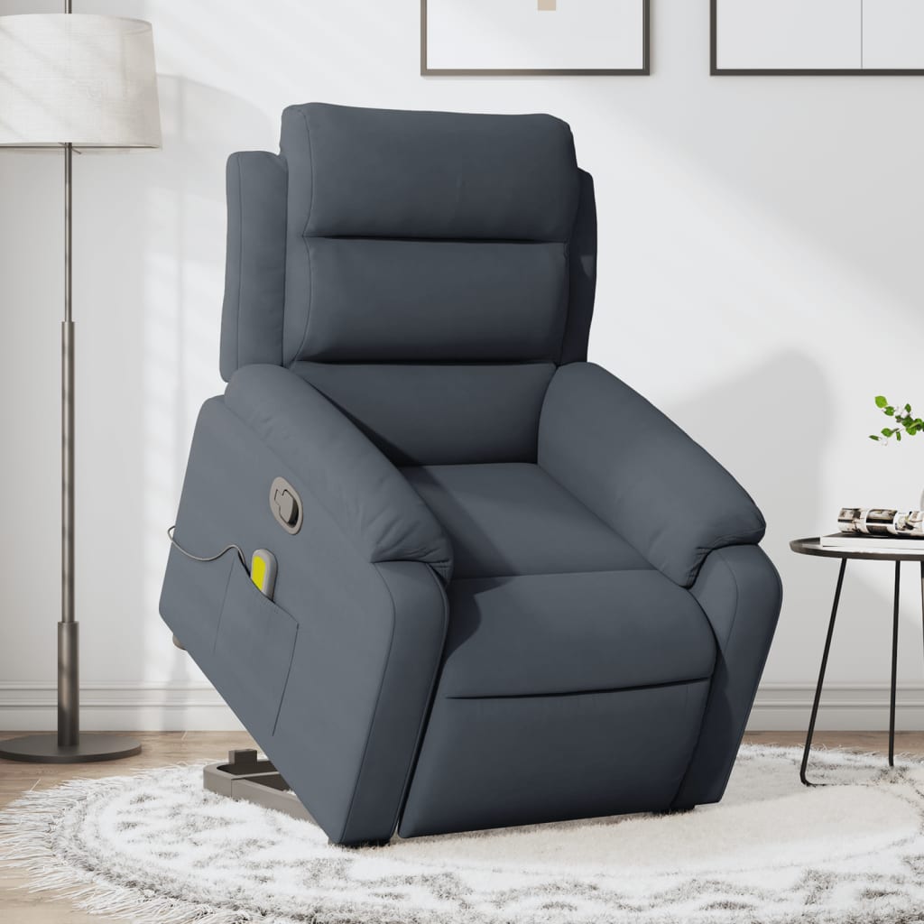 Fauteuil de massage inclinable Gris foncé Velours Fauteuils vidaXL   