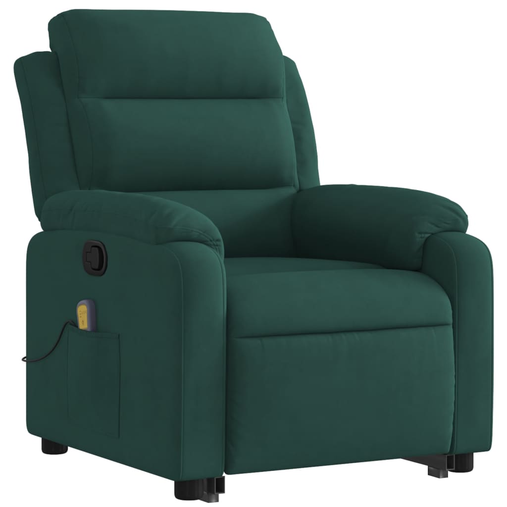 Fauteuil de massage inclinable Vert foncé Velours Fauteuils vidaXL   