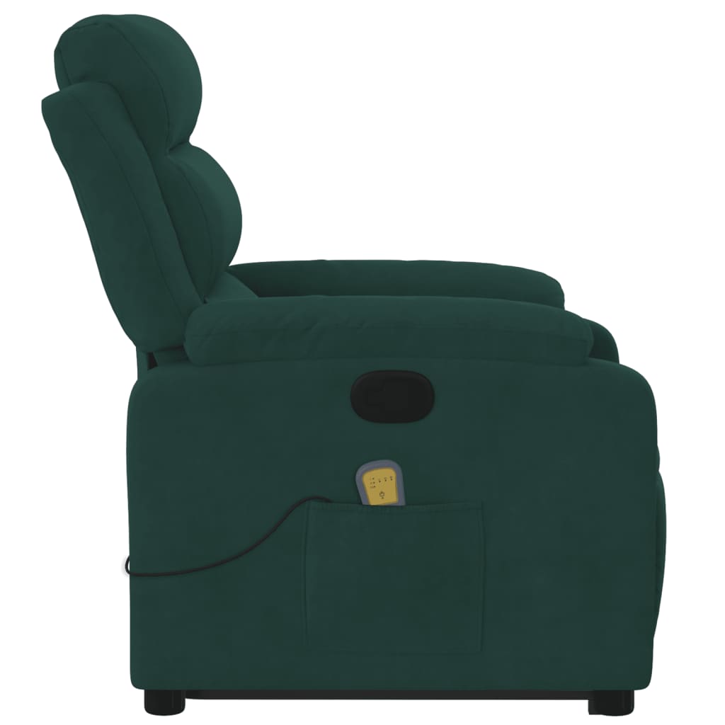 Fauteuil de massage inclinable Vert foncé Velours Fauteuils vidaXL   