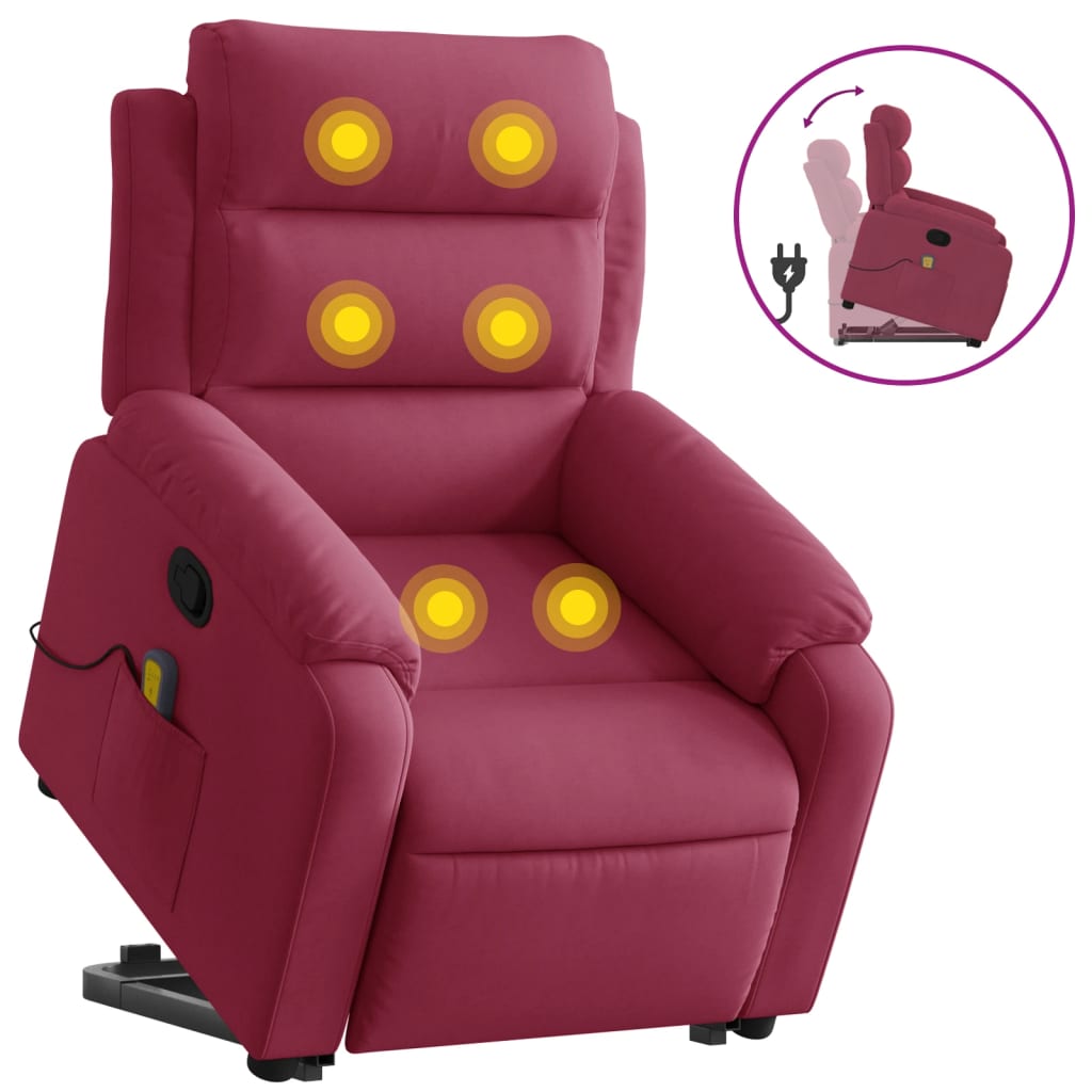 Fauteuil de massage inclinable Rouge bordeaux Velours Fauteuils vidaXL   