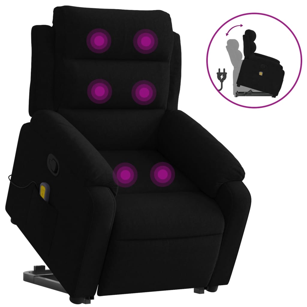 Fauteuil de massage inclinable Noir Velours Fauteuils vidaXL   