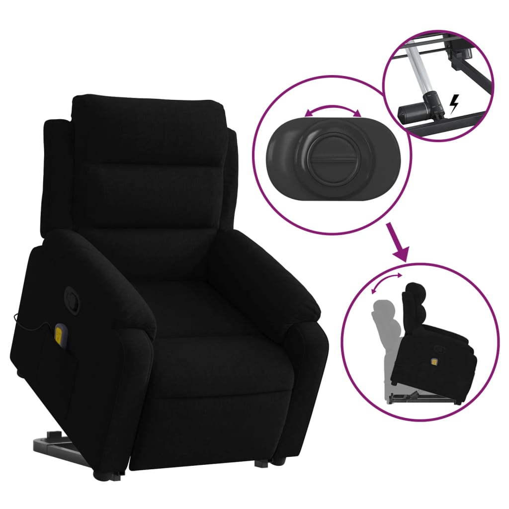 Fauteuil de massage inclinable Noir Velours Fauteuils vidaXL   