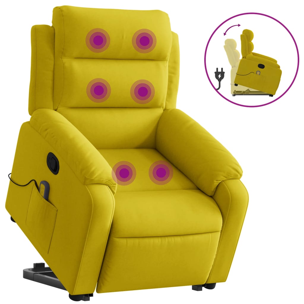 Fauteuil de massage inclinable Jaune Velours Fauteuils vidaXL   