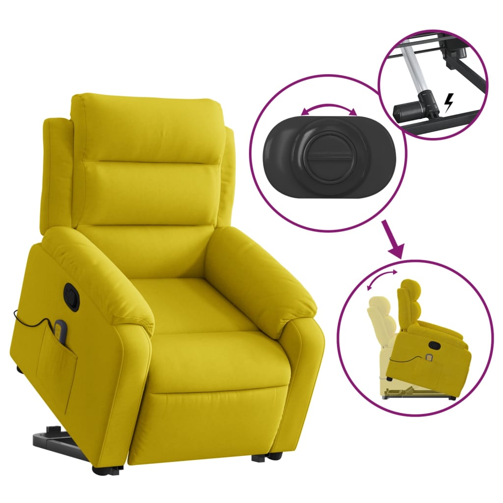 Fauteuil de massage inclinable Jaune Velours Fauteuils vidaXL   