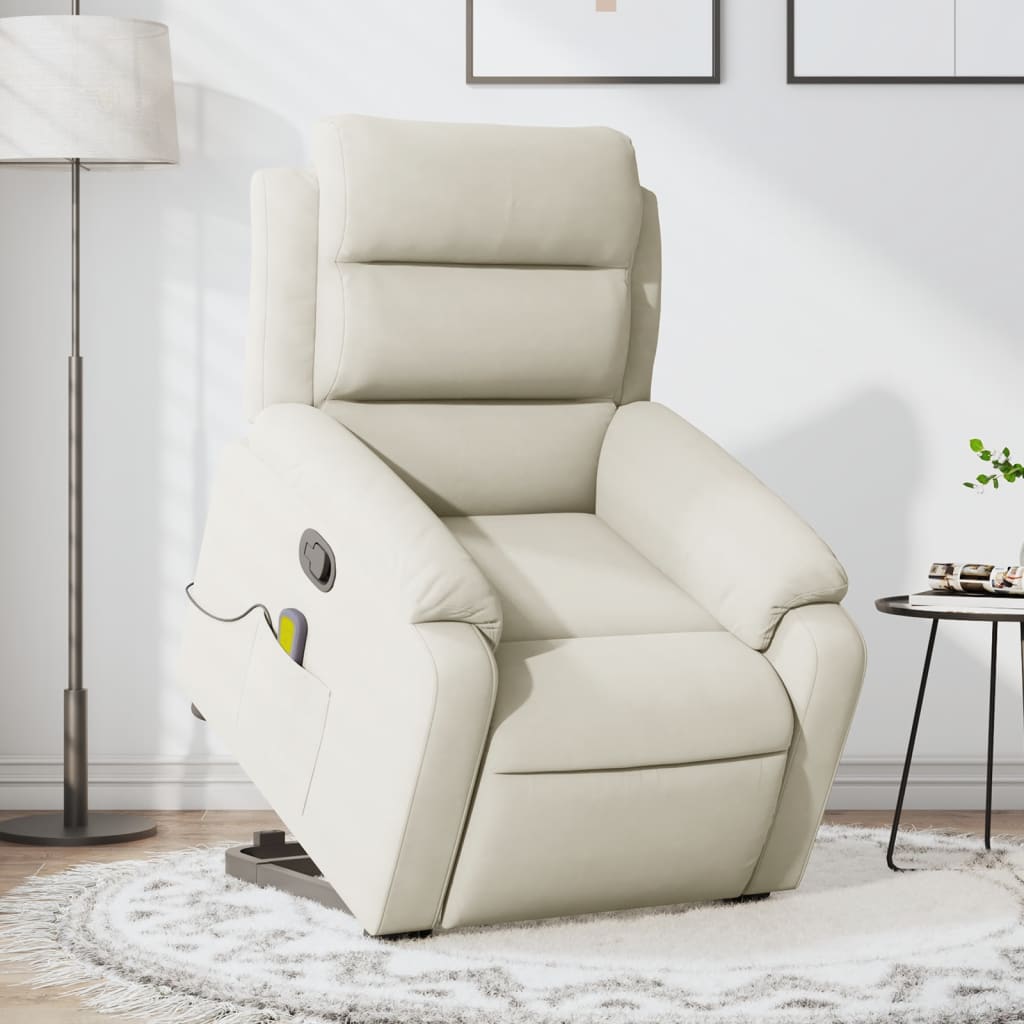 Fauteuil de massage inclinable Crème Velours Fauteuils vidaXL   