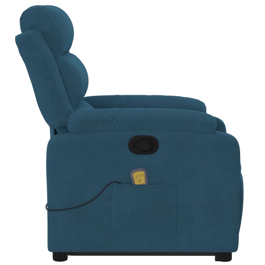 Fauteuil de massage inclinable Bleu Velours Fauteuils vidaXL   