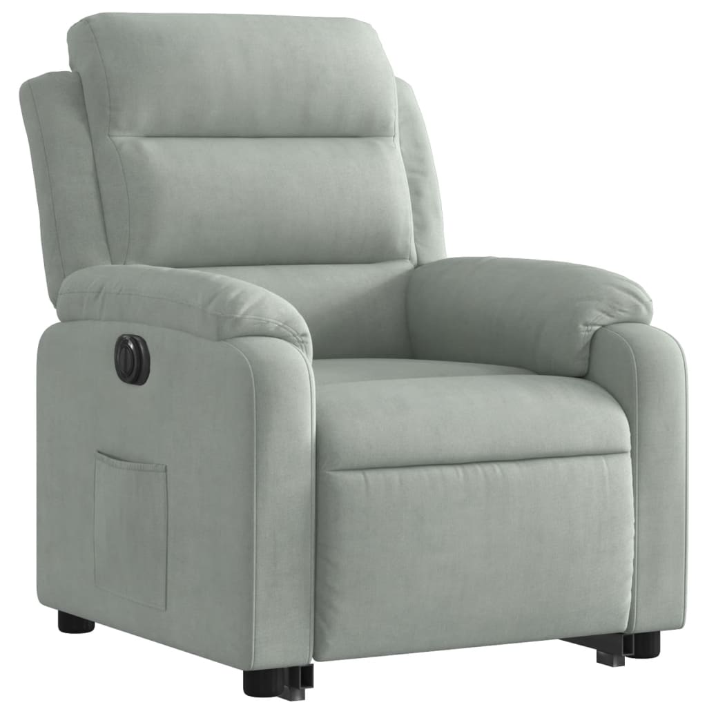 Fauteuil inclinable électrique gris clair velours Fauteuils vidaXL   