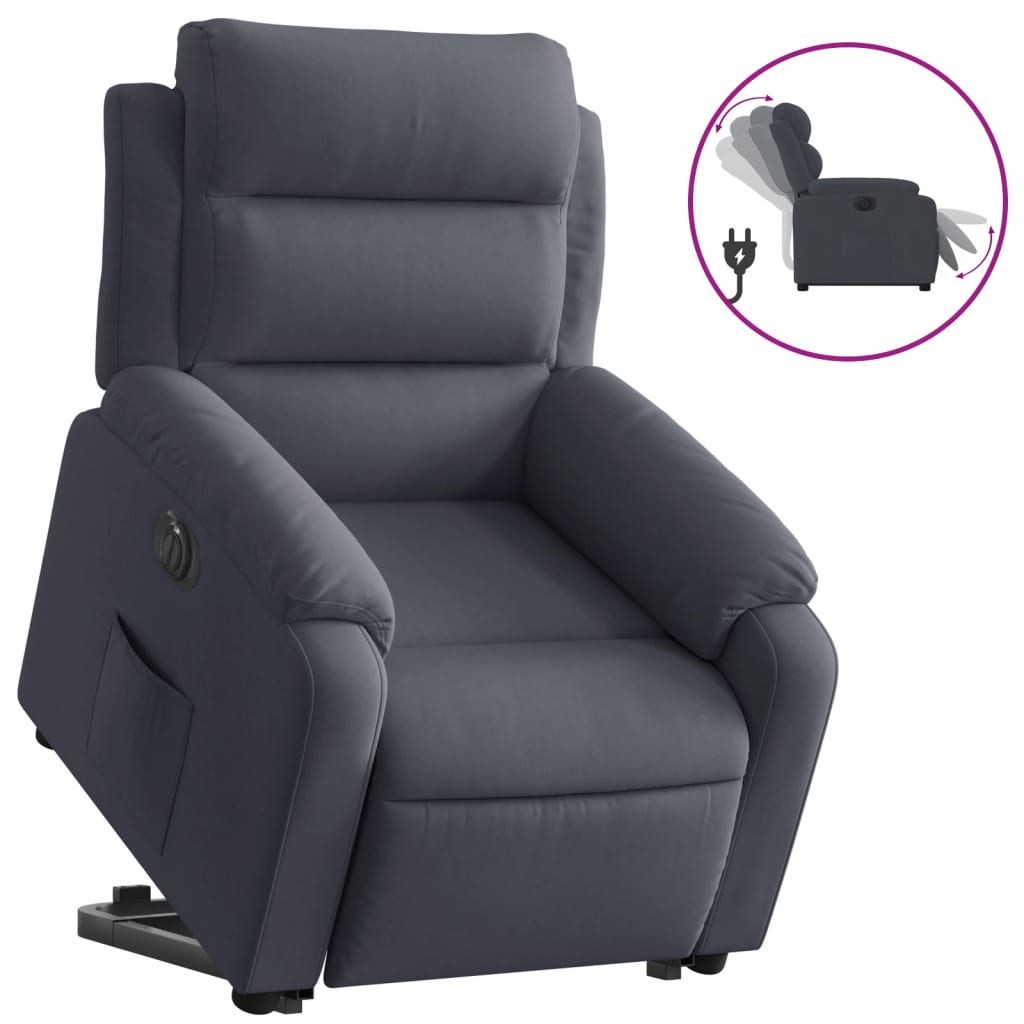 Fauteuil inclinable électrique gris foncé velours - Xios Store SNC