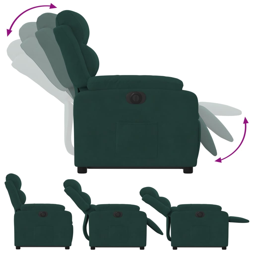 Fauteuil inclinable électrique vert foncé velours Fauteuils vidaXL   