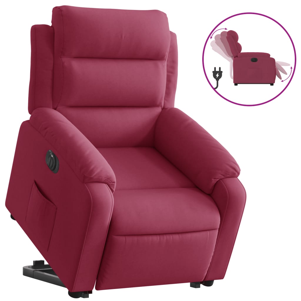 Fauteuil inclinable électrique rouge bordeaux velours - Xios Store SNC