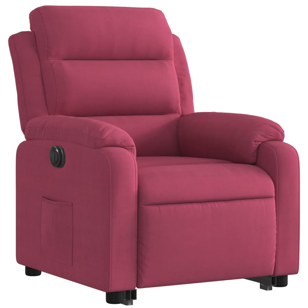 Fauteuil inclinable électrique rouge bordeaux velours - Xios Store SNC