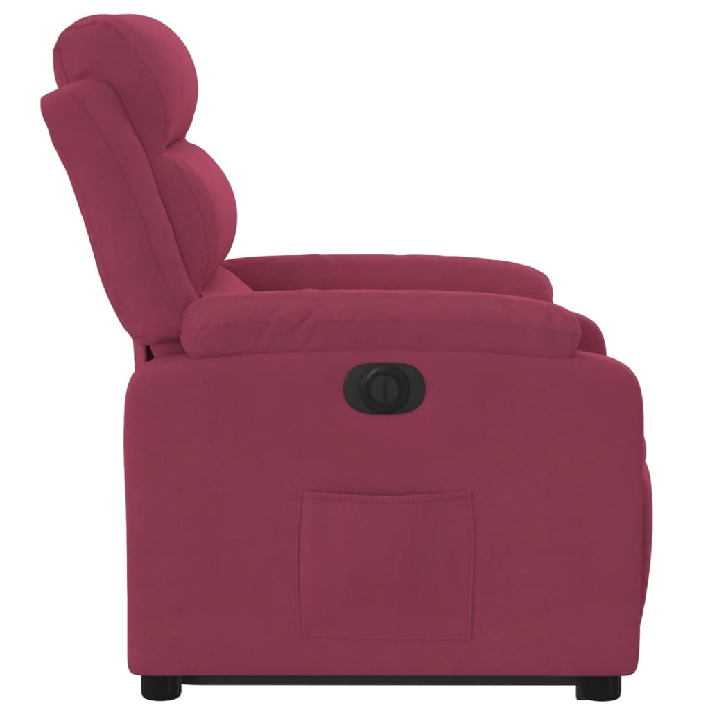 Fauteuil inclinable électrique rouge bordeaux velours - Xios Store SNC