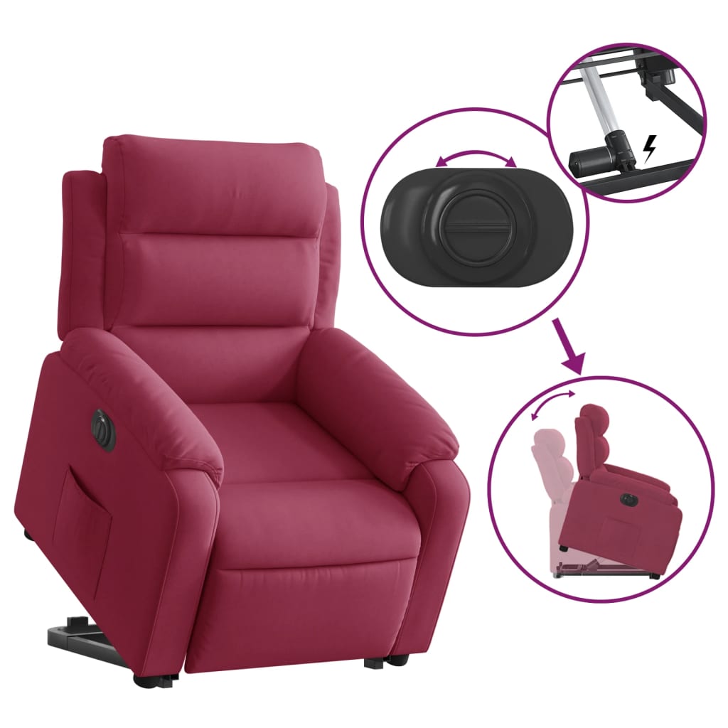 Fauteuil inclinable électrique rouge bordeaux velours - Xios Store SNC