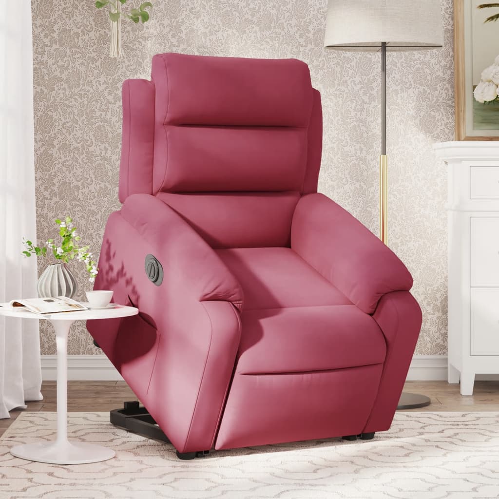 Fauteuil inclinable électrique rouge bordeaux velours - Xios Store SNC